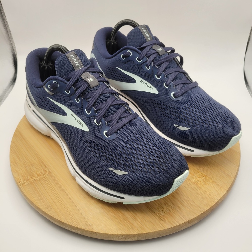 Brooks Ghost 15 Navy Blue Running Shoes Womens 10.5 Extra Wide 2E 1203802E450 - Picture 1 of 10